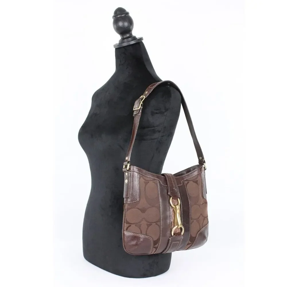 Coach Y2K Brown Signature Jacquard&Leather Hobo Bag #11067